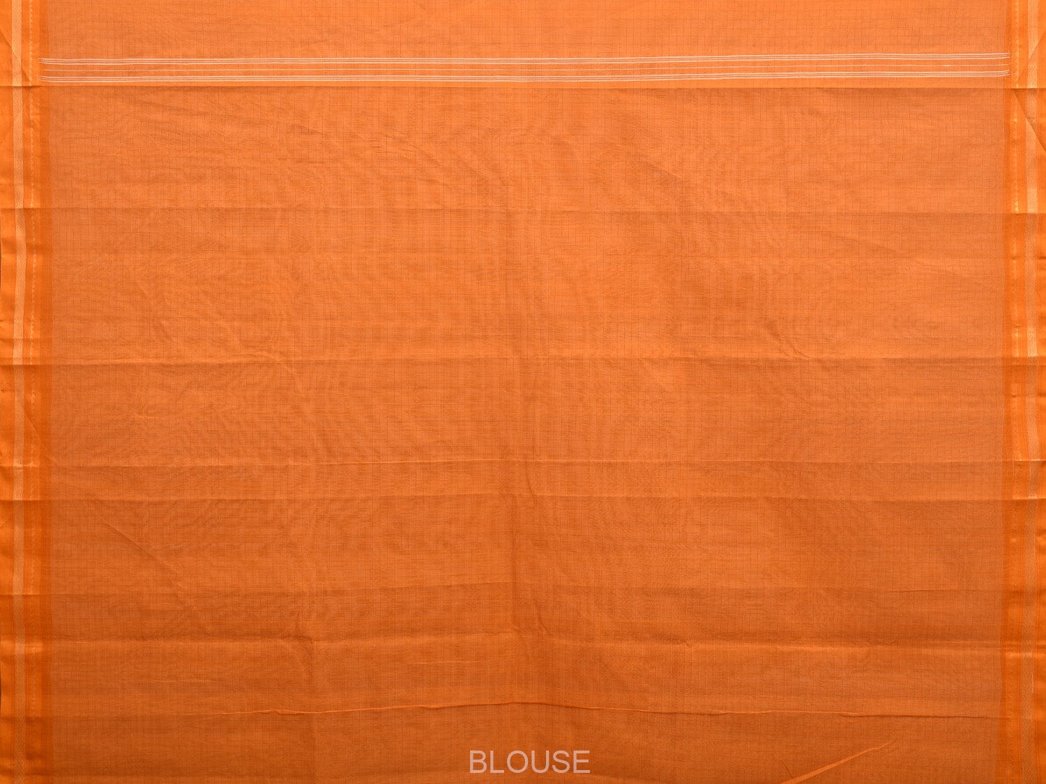 White and Orange Kanchipuram Cotton Handloom Saree with Checks Design k0563