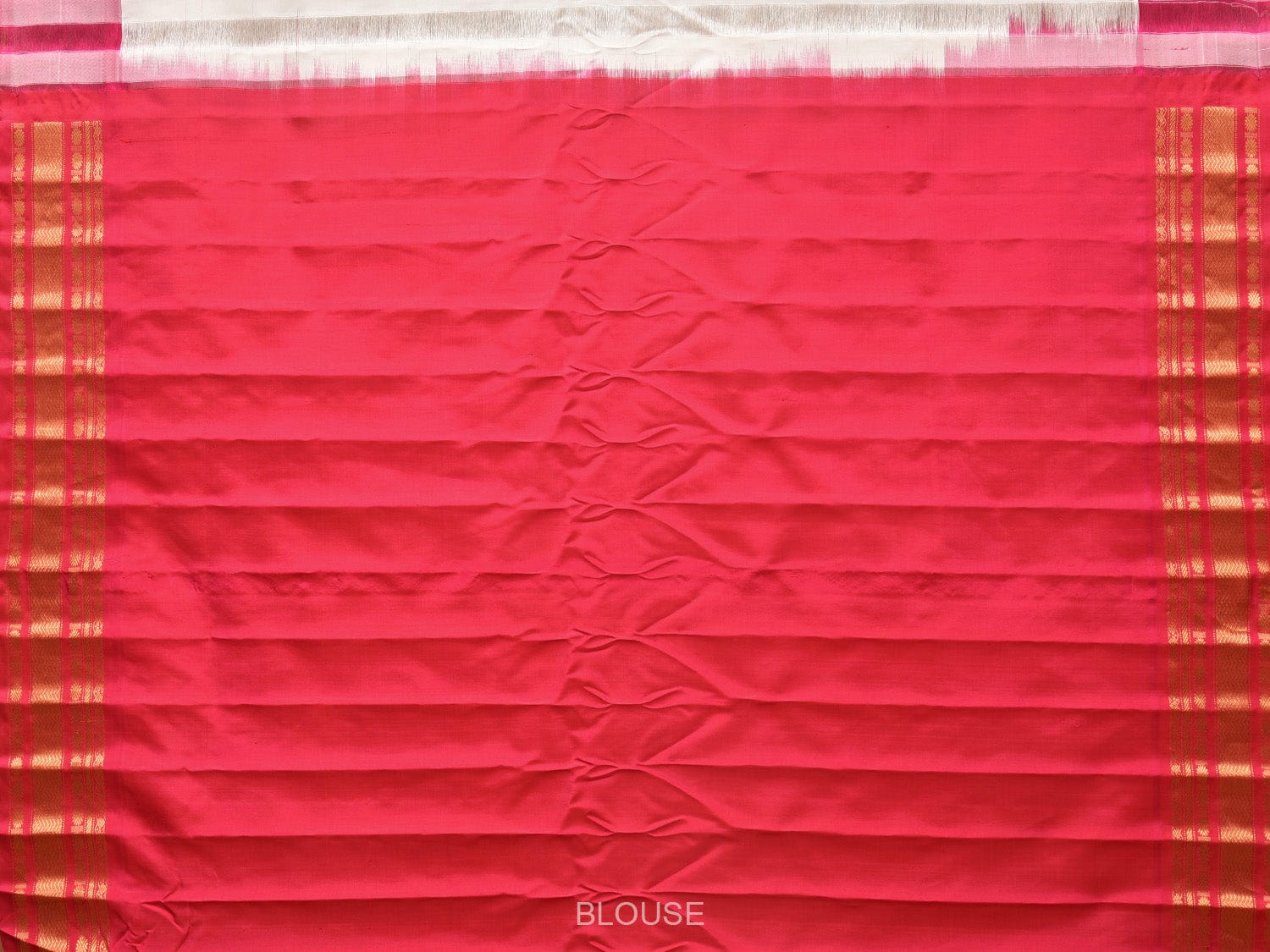 White and Pink Gadwal Silk Handloom Saree with Mango Pallu and Border Design g0341