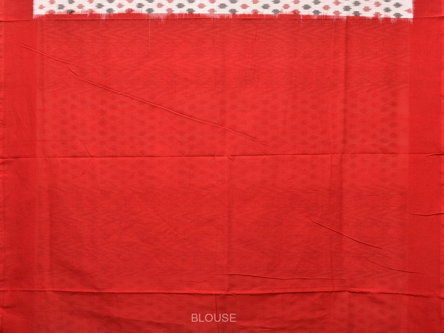 White and Red Pochampally Ikat Cotton Handloom Saree with All Over Design i0792