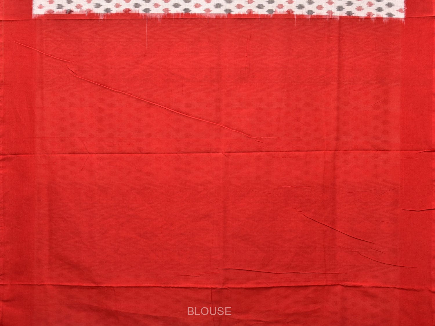 White and Red Pochampally Ikat Cotton Handloom Saree with All Over Design i0792