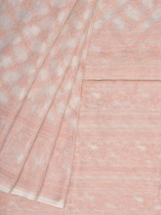 White Banaras Cotton Handloom Saree with All Over Jamdani Design b0286