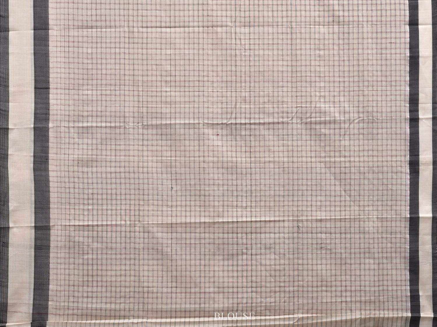 White Cotton Handloom Saree with Checks Design o0291