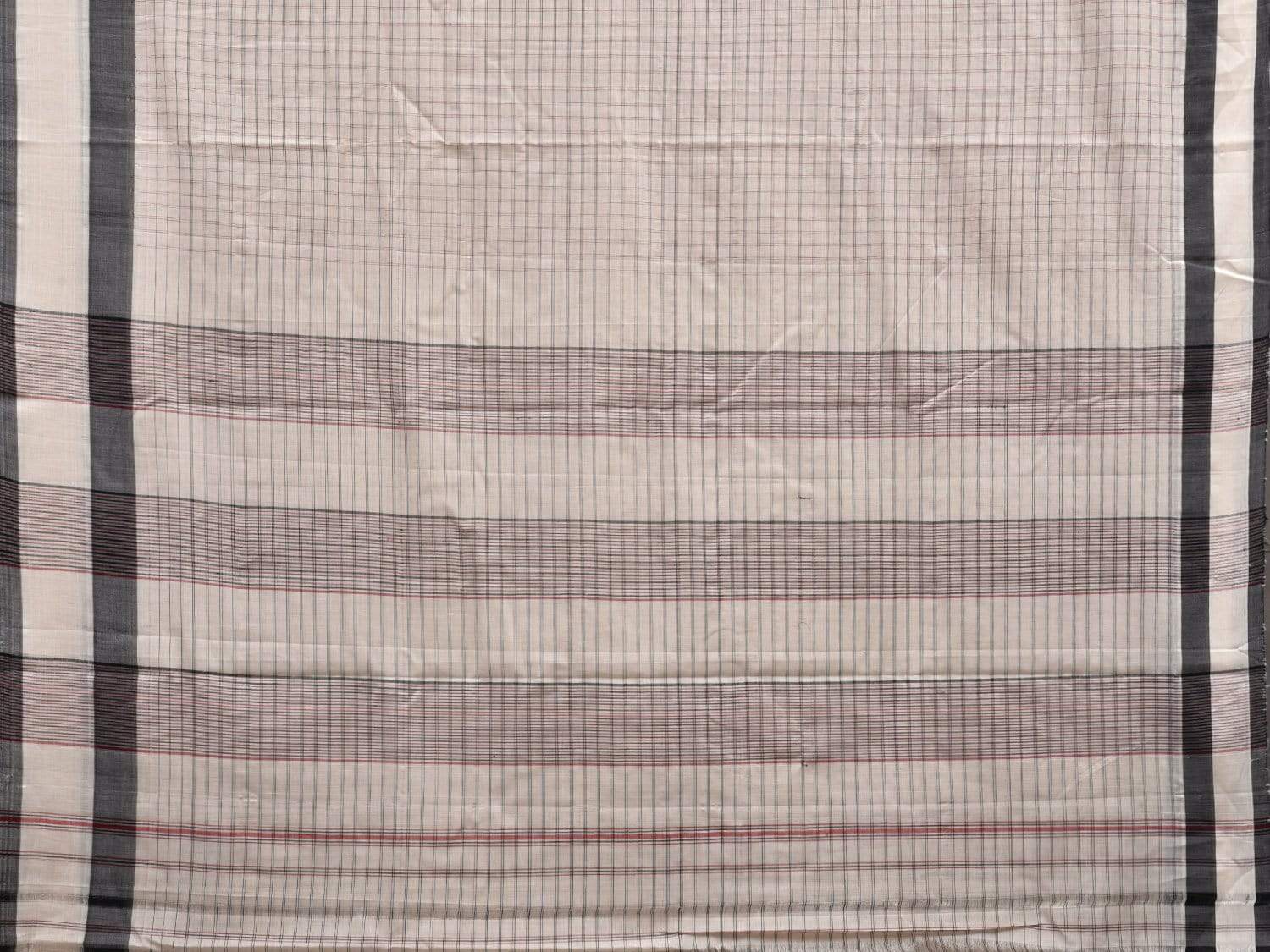 White Cotton Handloom Saree with Checks Design o0292