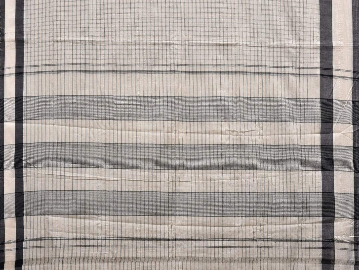 White Cotton Handloom Saree with Checks Design o0294