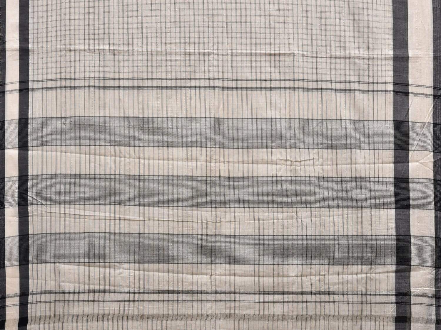 White Cotton Handloom Saree with Checks Design o0294