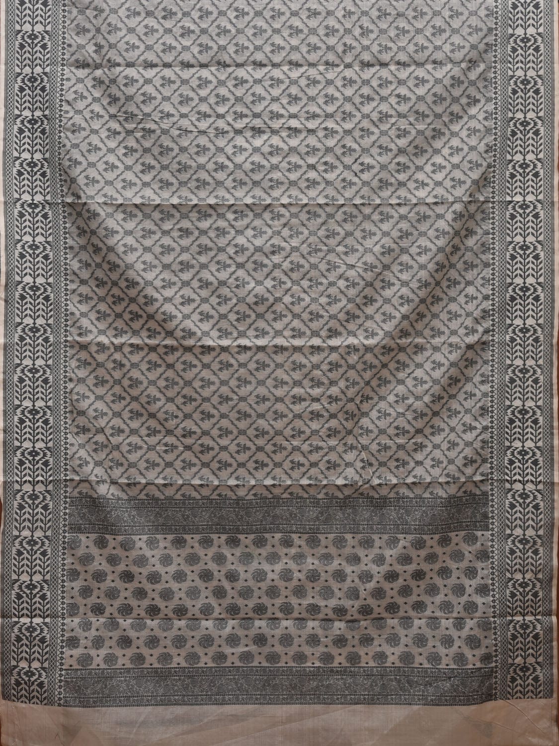 White Cut Work Cotton Handloom Saree with All Over Jamdani Style Design o0371