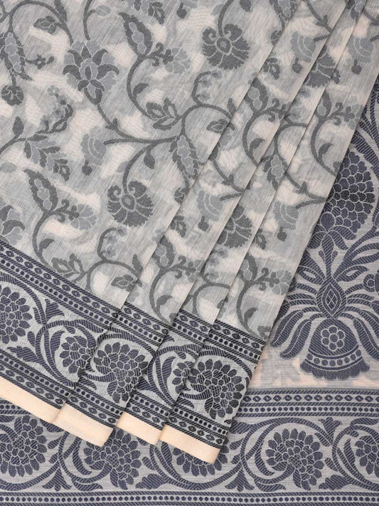 White Cut Work Sico Cotton Saree with All Over and Border Design o0410