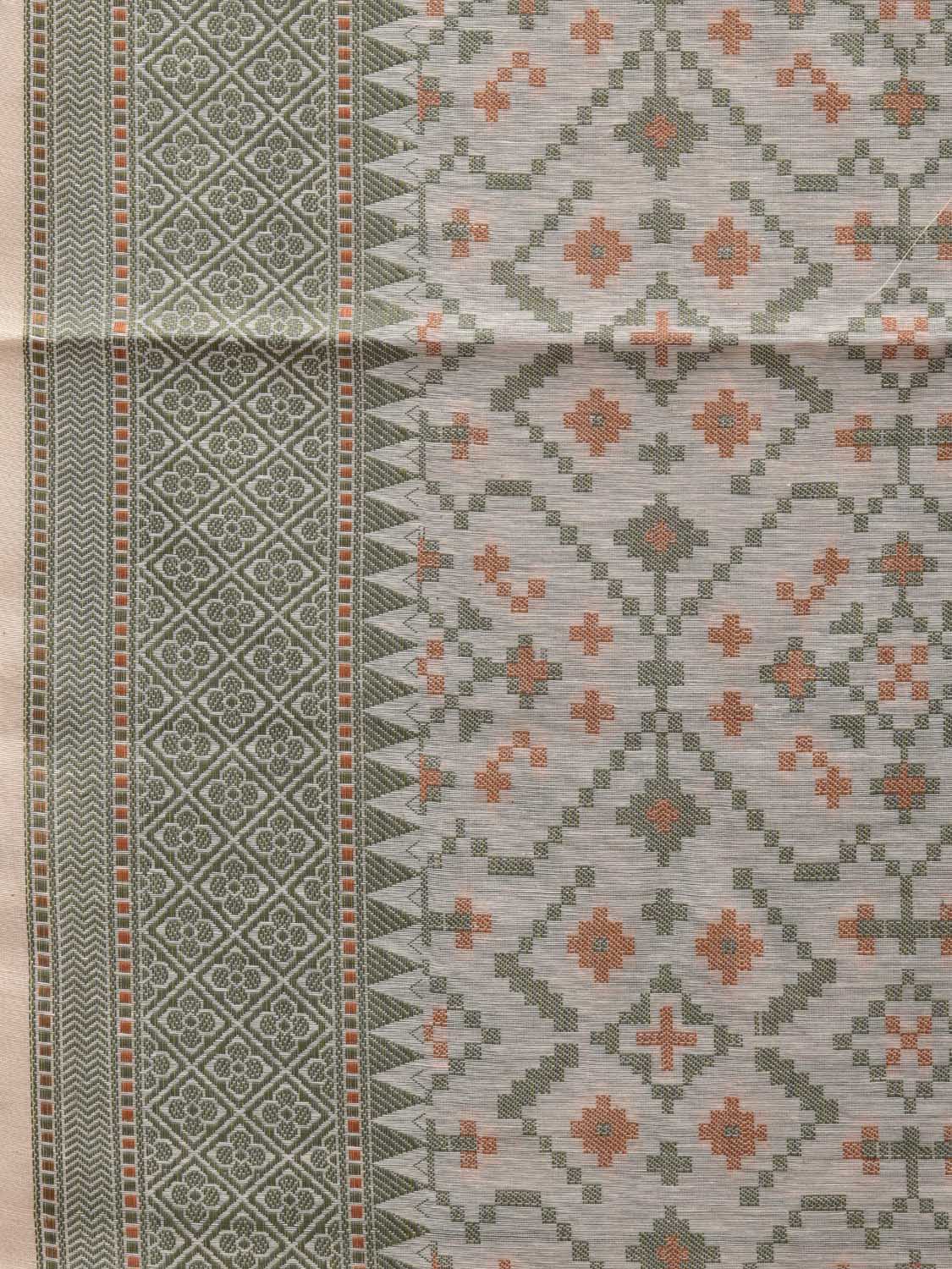 White Cut Work Sico Cotton Saree with All Over Banaras Design o0372