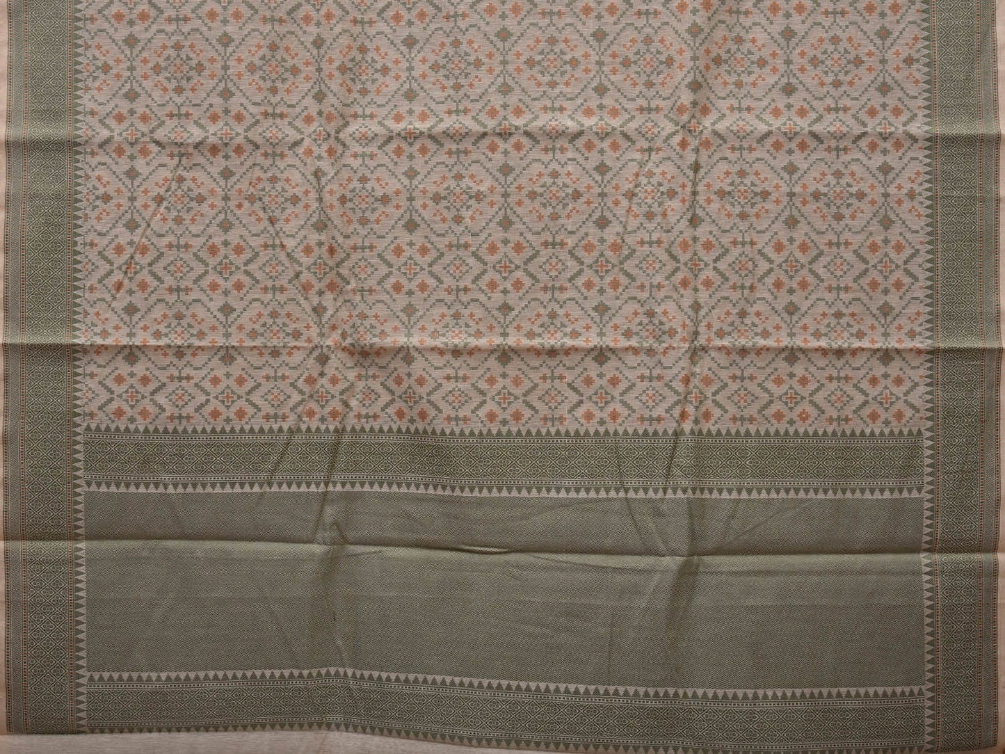 White Cut Work Sico Cotton Saree with All Over Banaras Design o0372