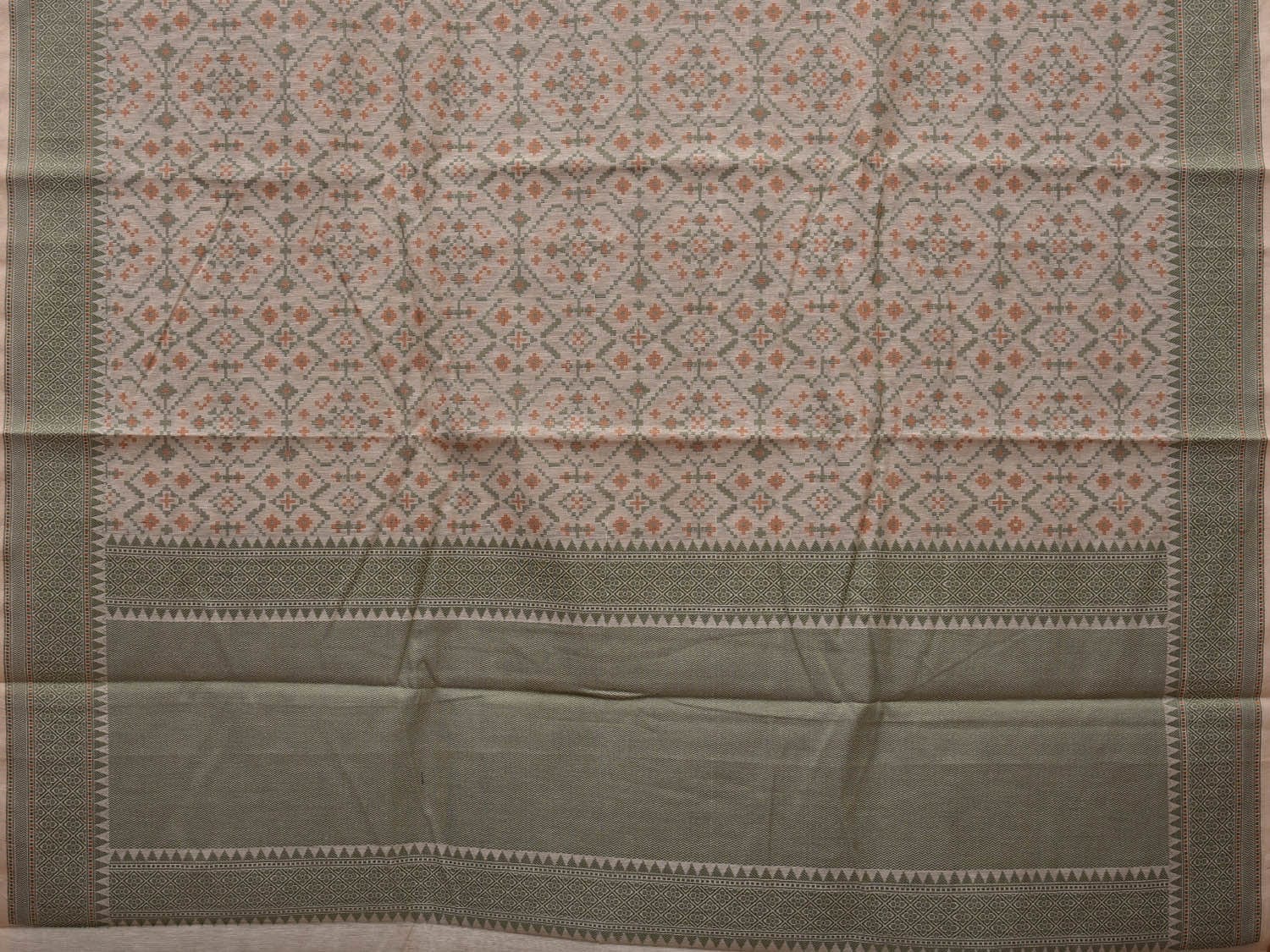 White Cut Work Sico Cotton Saree with All Over Banaras Design o0372
