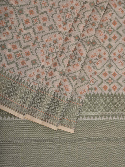 White Cut Work Sico Cotton Saree with All Over Banaras Design o0372