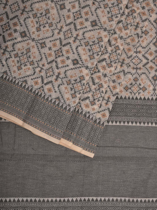 White Cut Work Sico Cotton Saree with All Over Banaras Design o0374