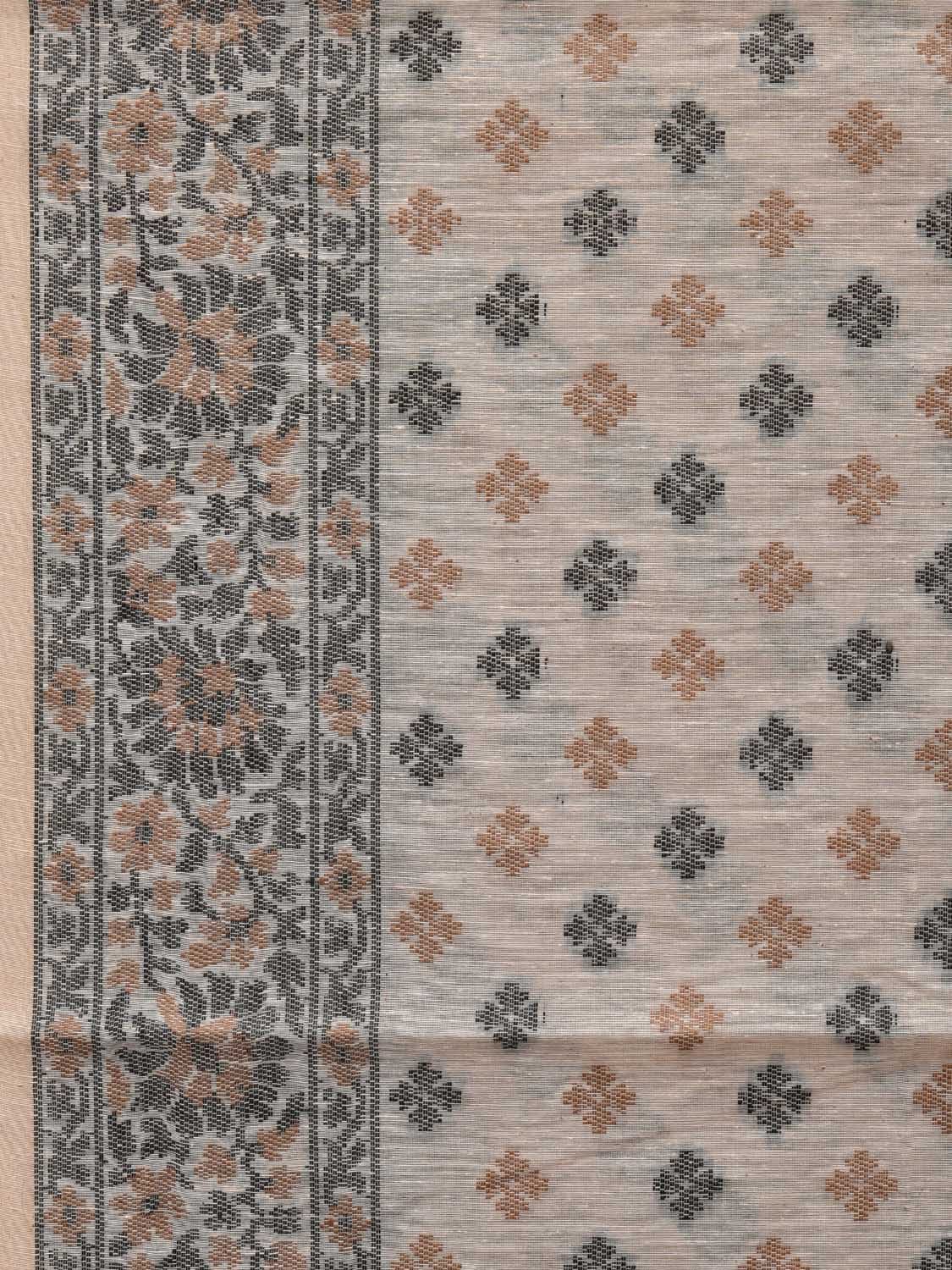 White Cut Work Sico Cotton Saree with All Over Banaras Design o0376