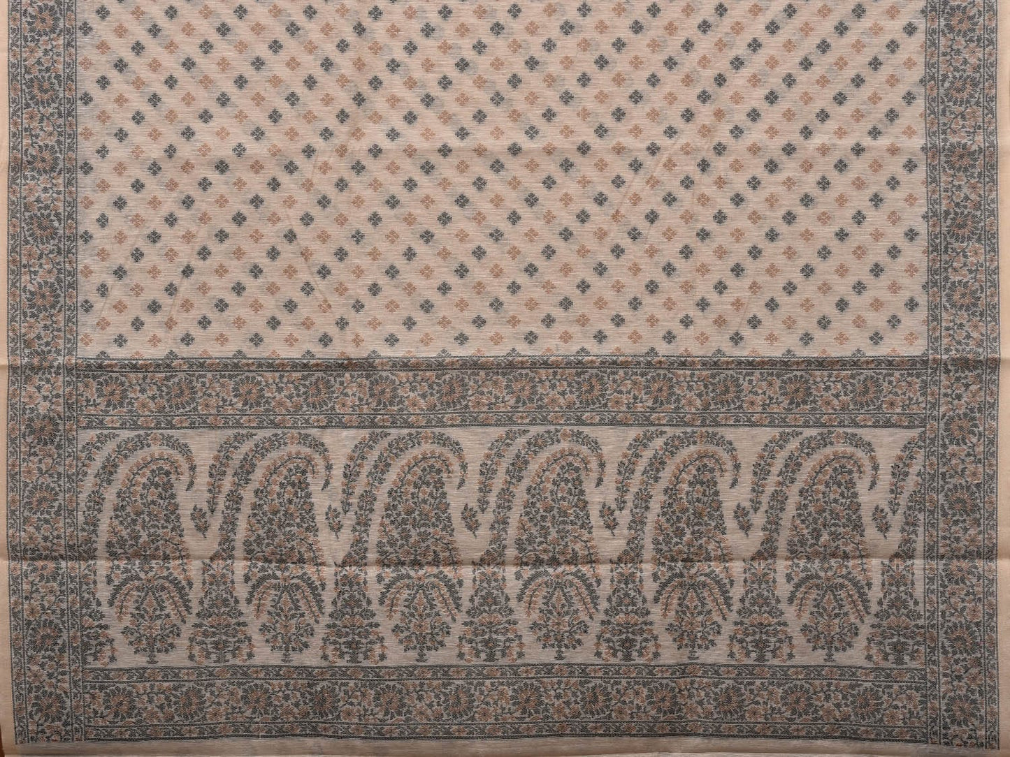 White Cut Work Sico Cotton Saree with All Over Banaras Design o0376