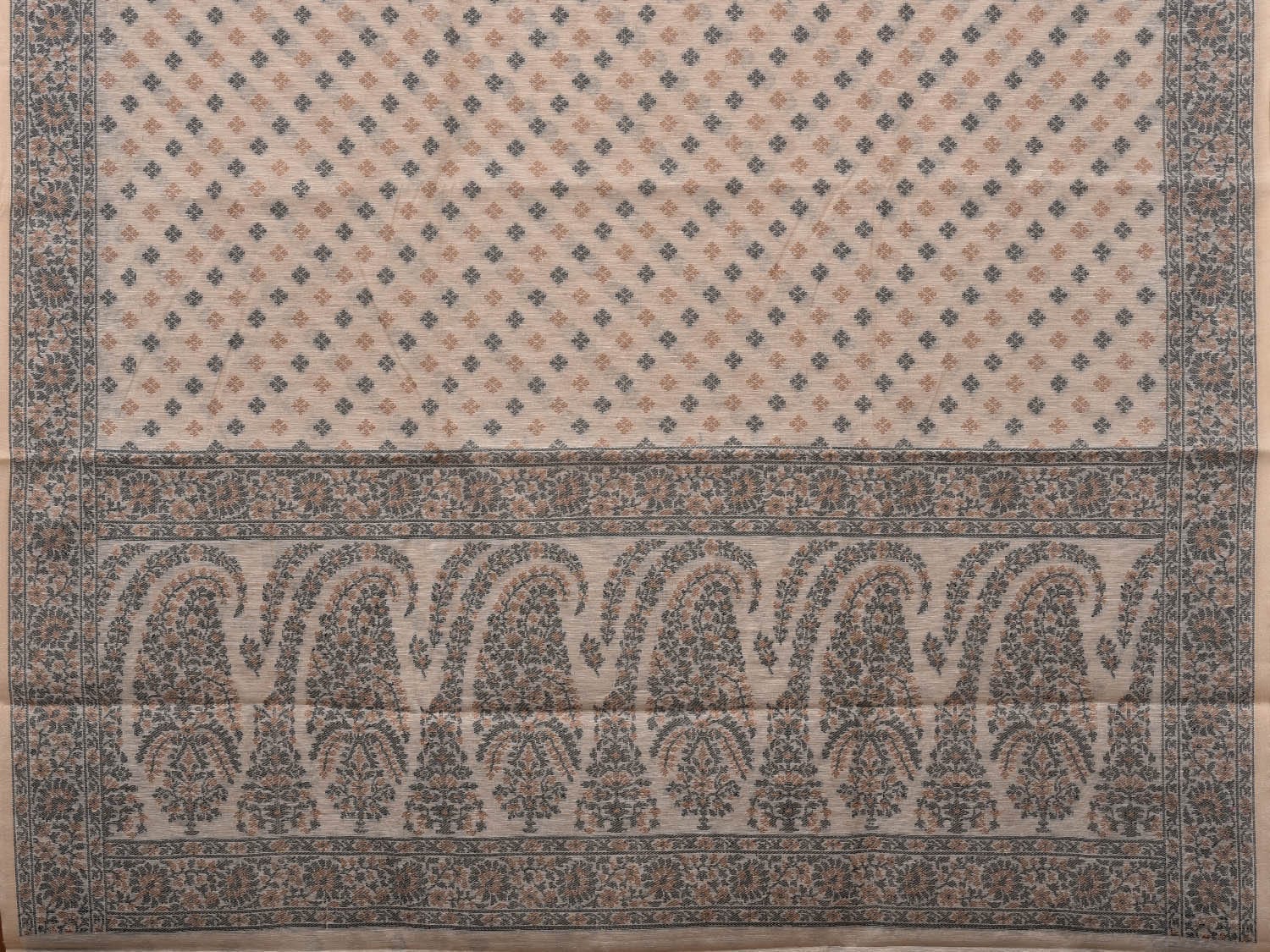 White Cut Work Sico Cotton Saree with All Over Banaras Design o0376