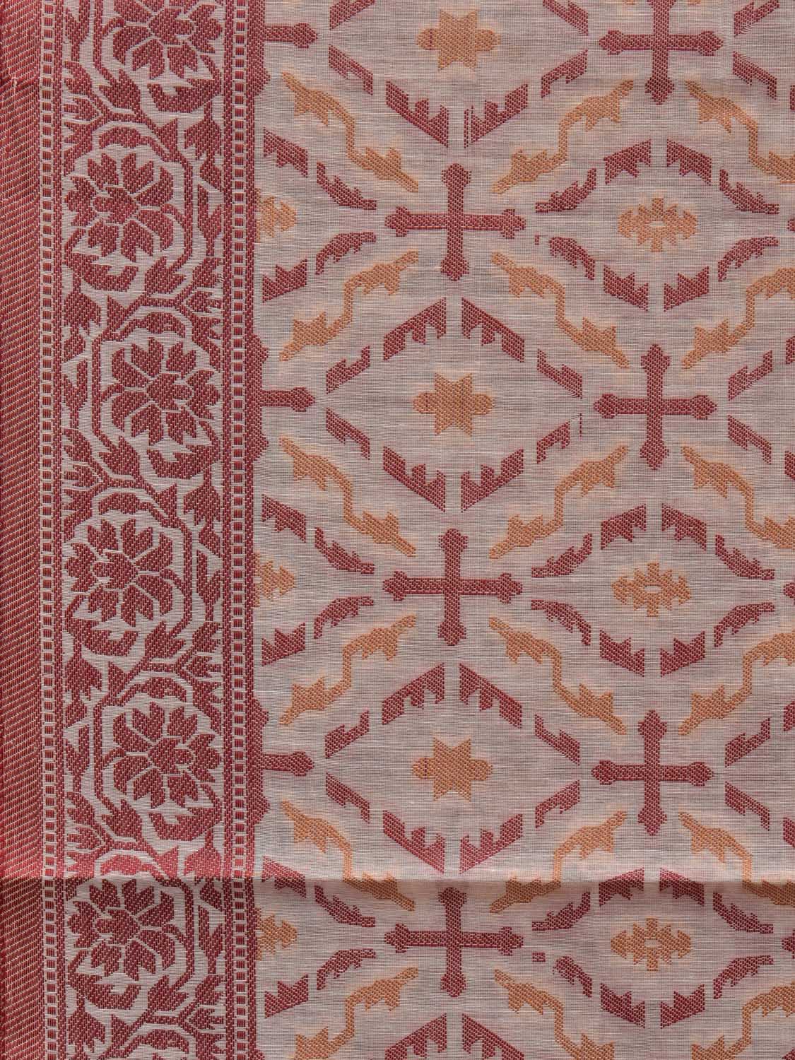 White Cut Work Sico Cotton Saree with All Over Banaras Design o0377