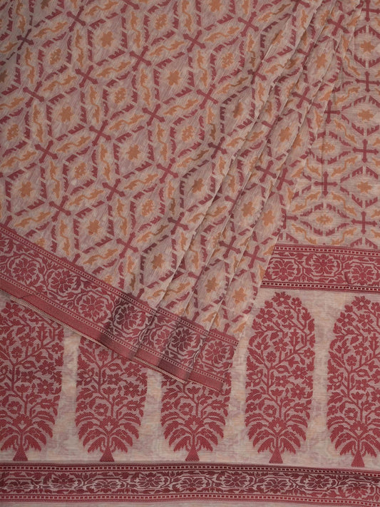 White Cut Work Sico Cotton Saree with All Over Banaras Design o0377