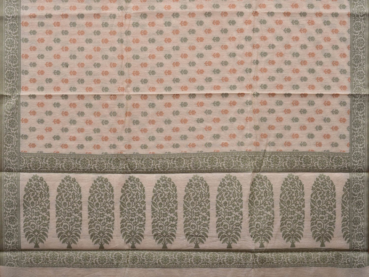 White Cut Work Sico Cotton Saree with All Over Banaras Design o0382