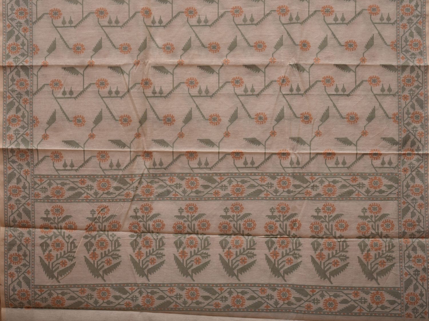 White Cut Work Sico Cotton Saree with All Over Banaras Design o0384