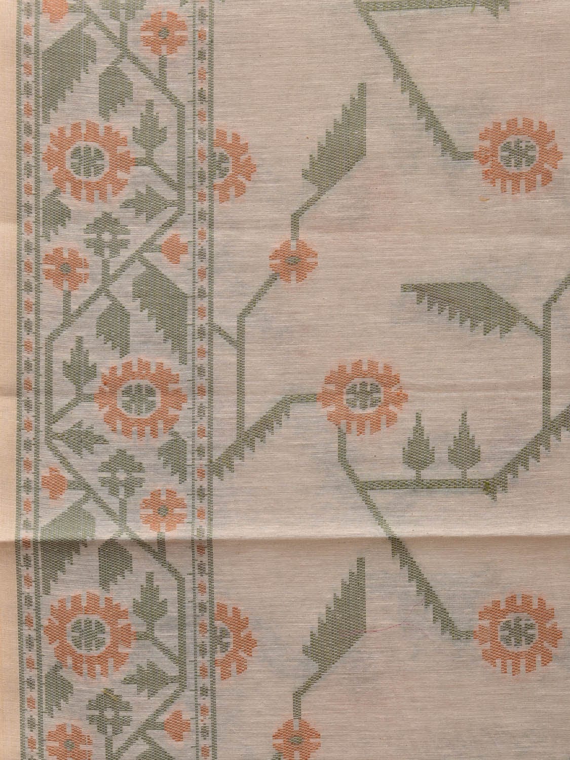 White Cut Work Sico Cotton Saree with All Over Banaras Design o0384