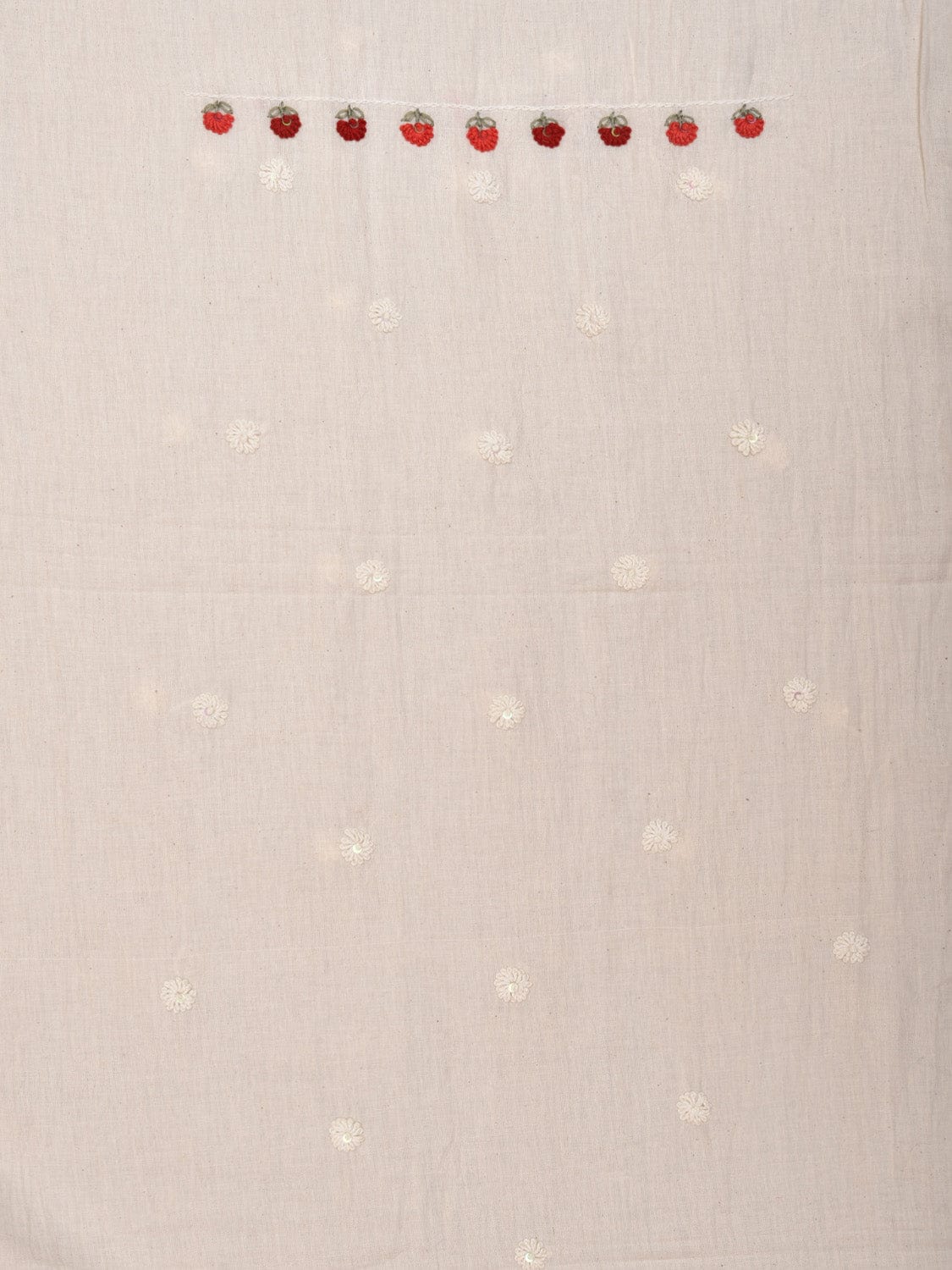 White Hand Embroidary Cotton Kurta with Floral and Mirror Work Design f0228
