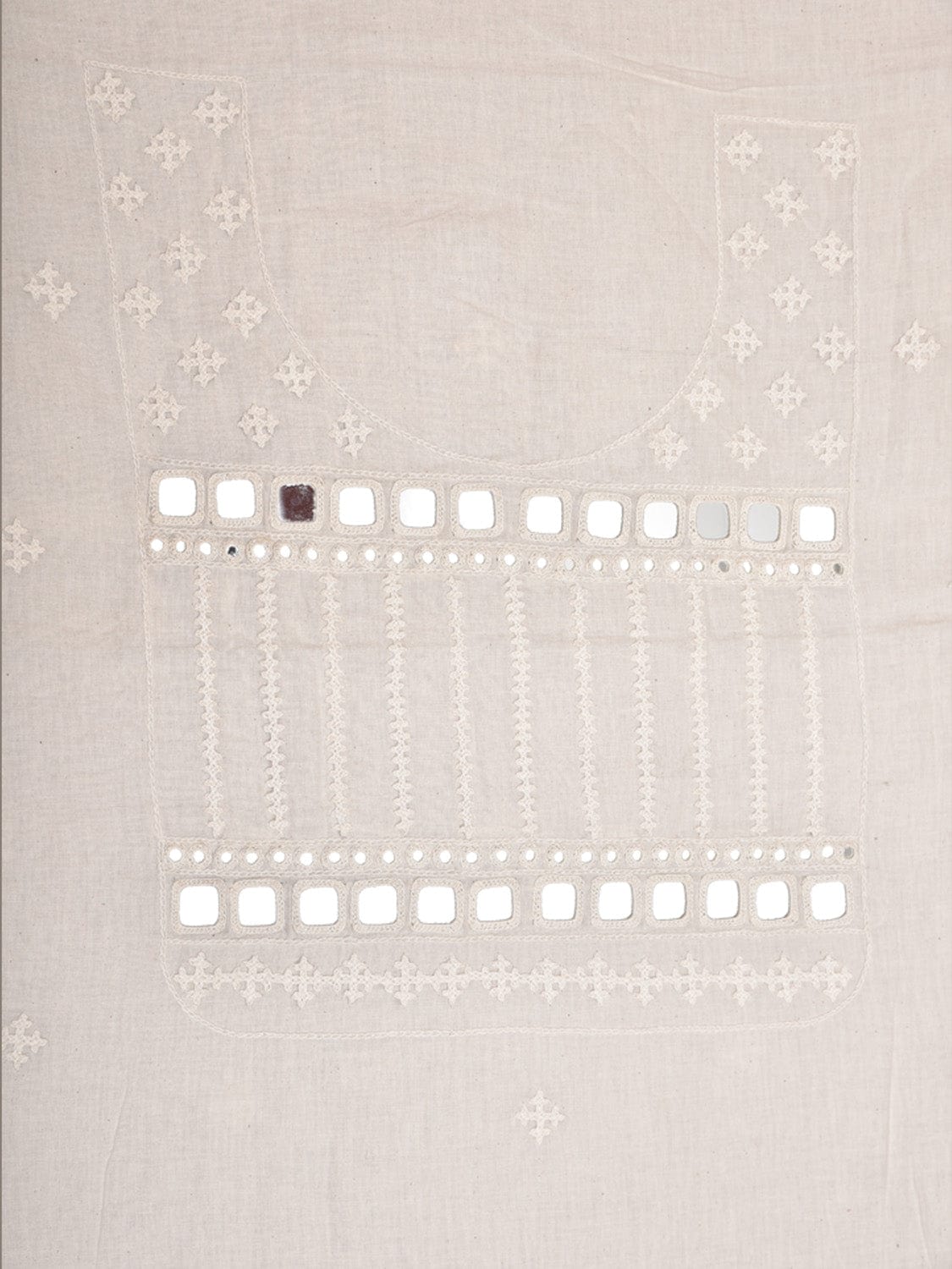 White Hand Embroidary Cotton Kurta with Mirror Work Design f0225