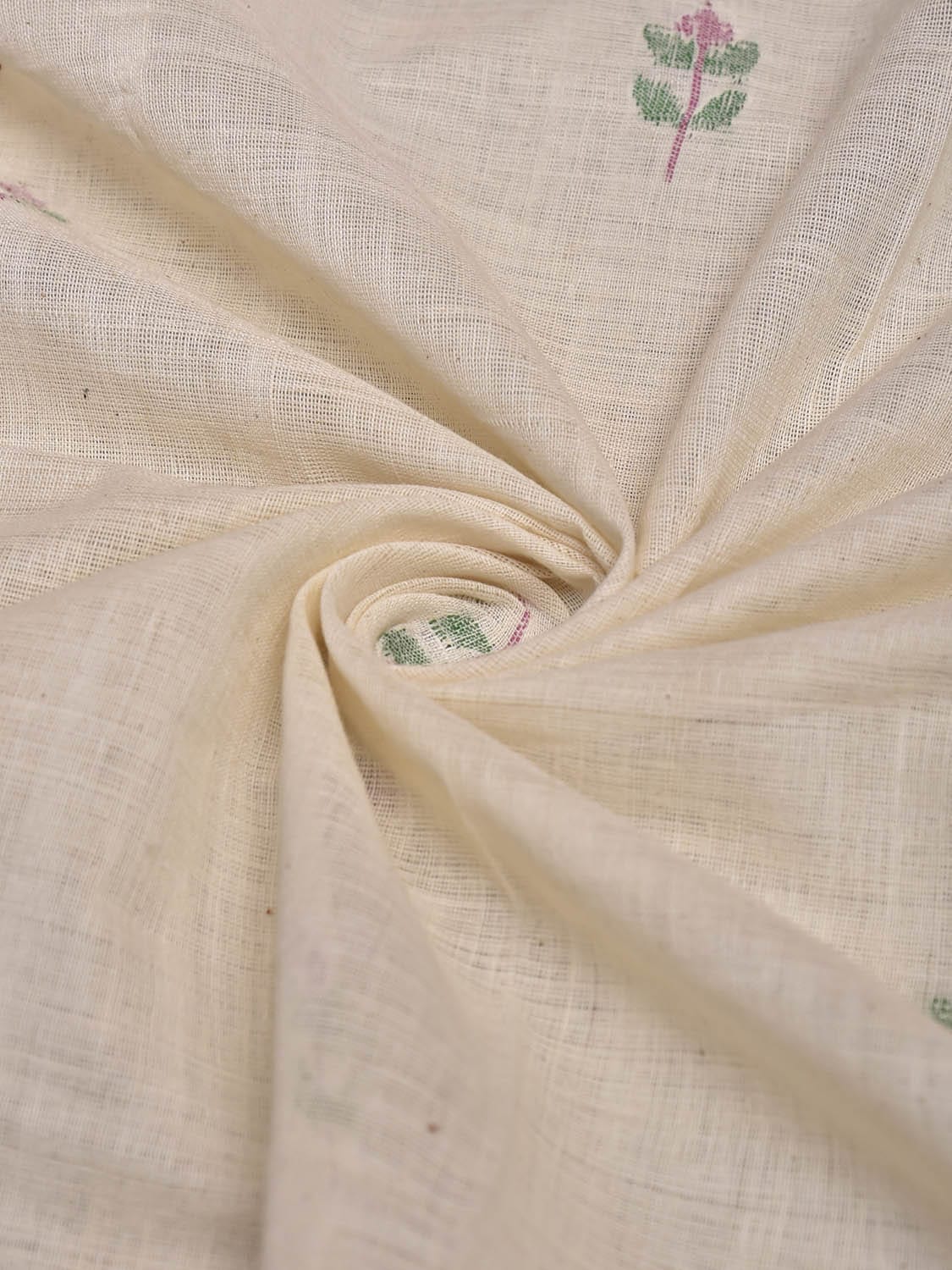 White Khadi Cotton Handloom Blouse with Jamdani Buta Design Length 1mt Width 44 Inches BL0138