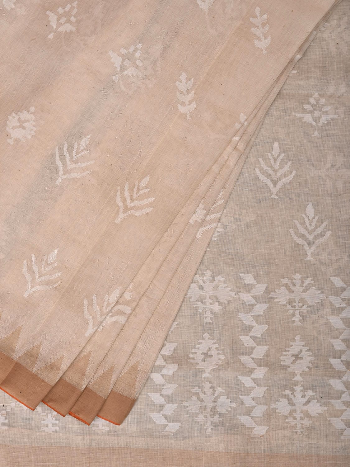 White Khadi Cotton Handloom Saree with All Over Assorted Buta Design kh0595