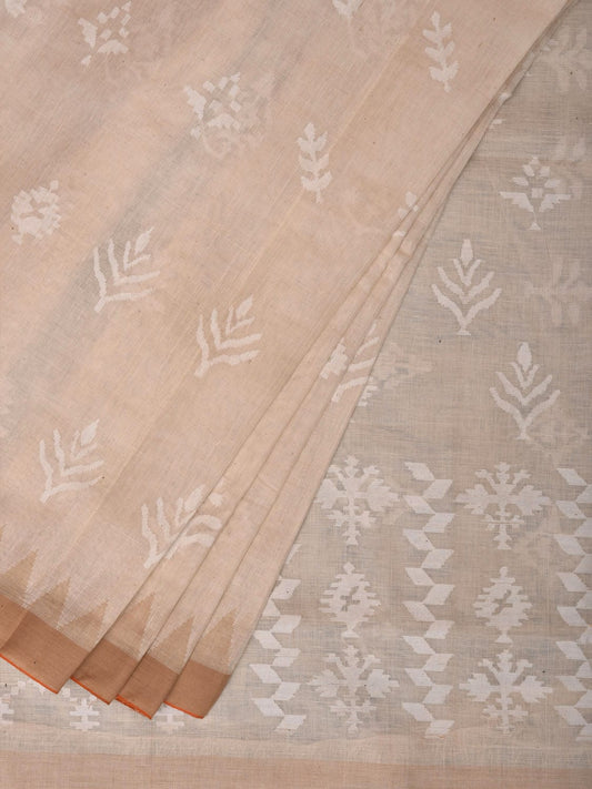 White Khadi Cotton Handloom Saree with All Over Assorted Buta Design kh0595
