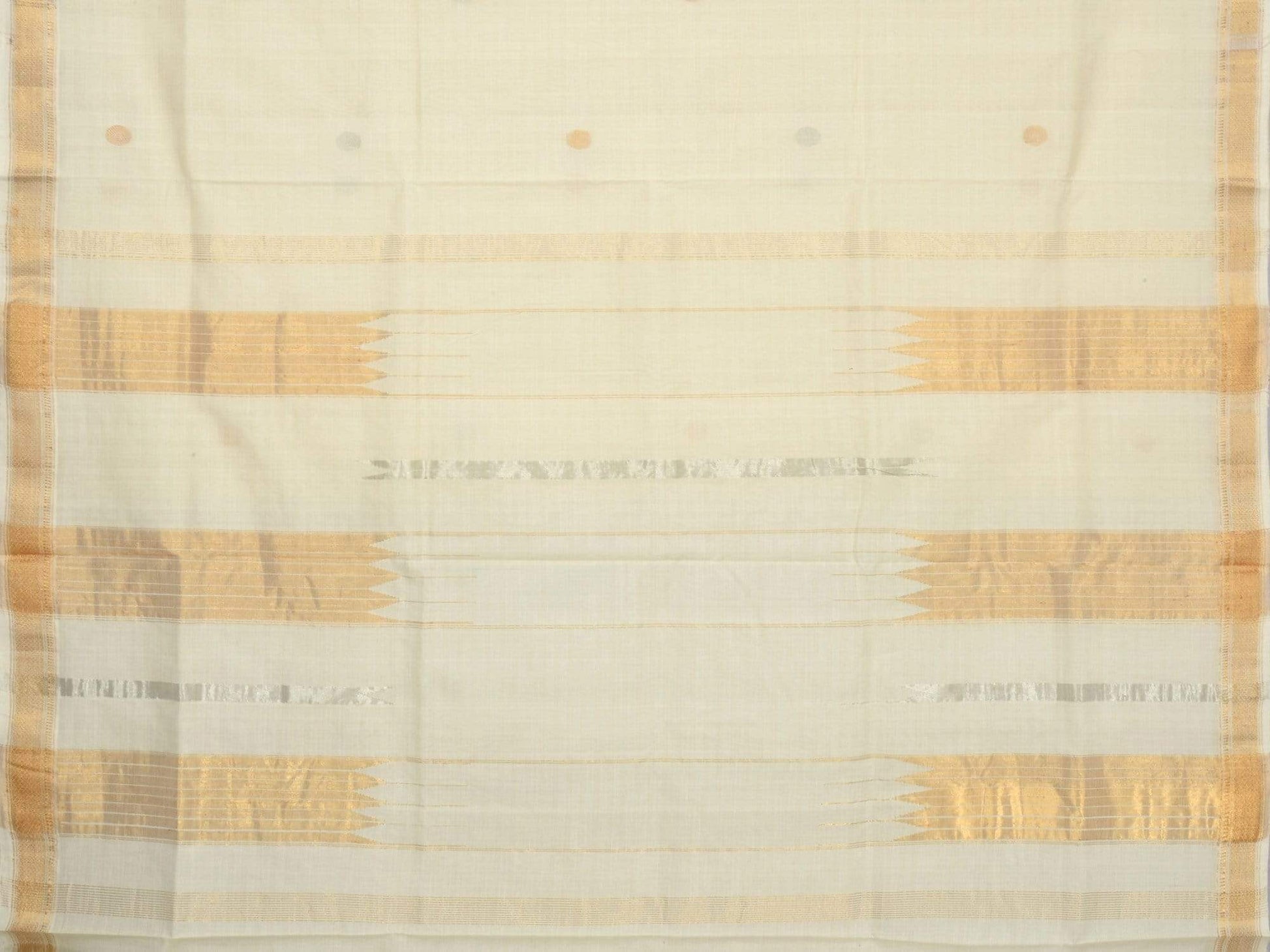 White Khadi Cotton Handloom Saree with Buta Design kh0408