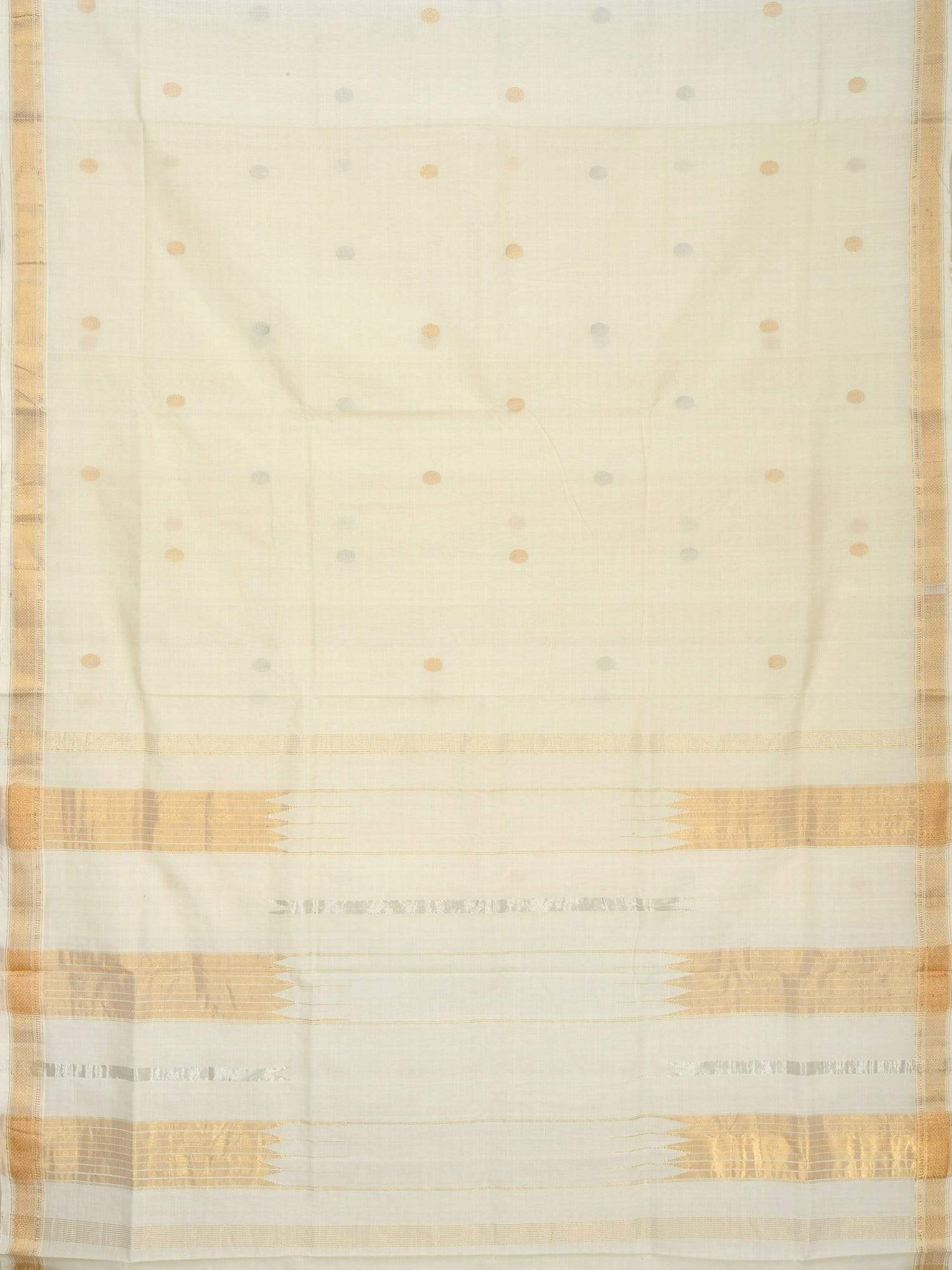 White Khadi Cotton Handloom Saree with Buta Design kh0408