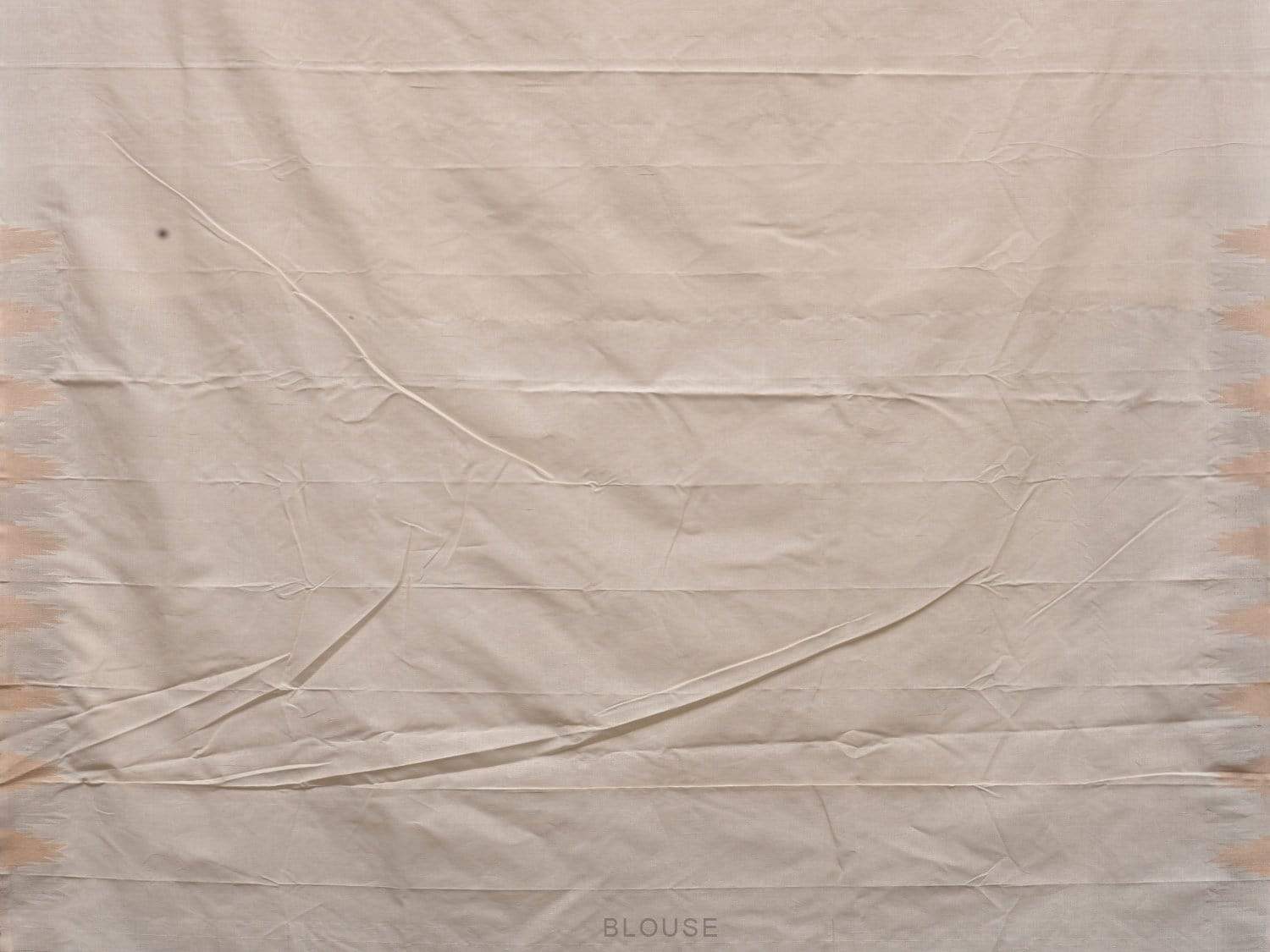 White Khadi Cotton Handloom Saree with Temple Border and Buta Design kh0522