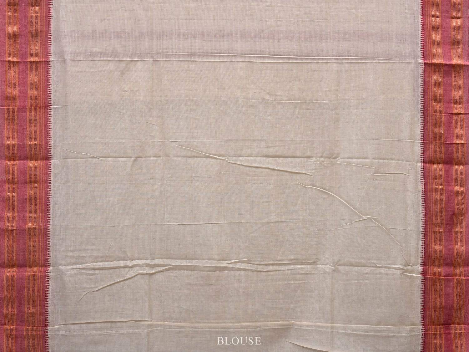 White Narayanpet Cotton Handloom Plain Saree with Traditional Border Design np0458