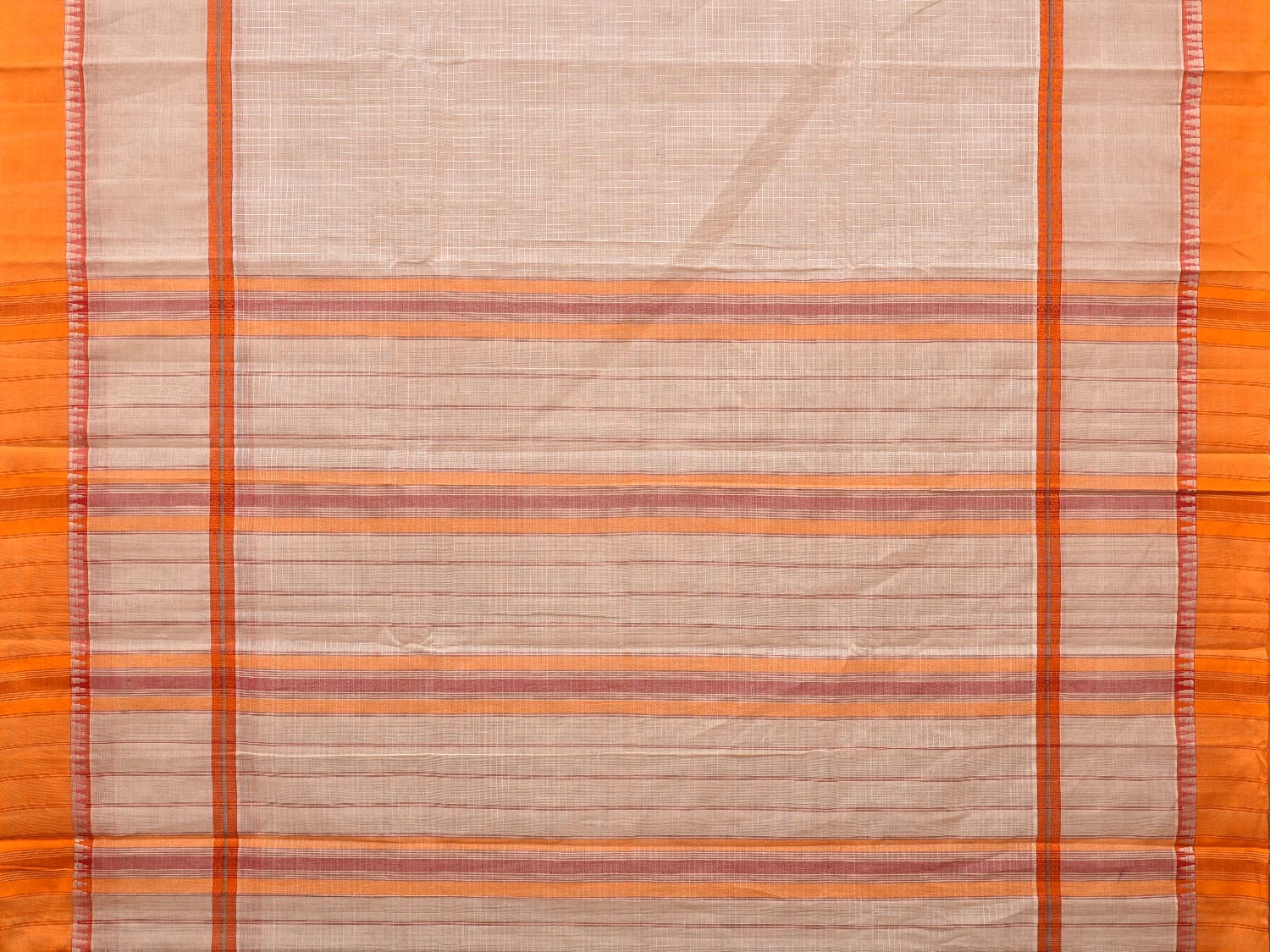 White Narayanpet Cotton Handloom Saree with Checks and Big Border Design No Blouse np0688