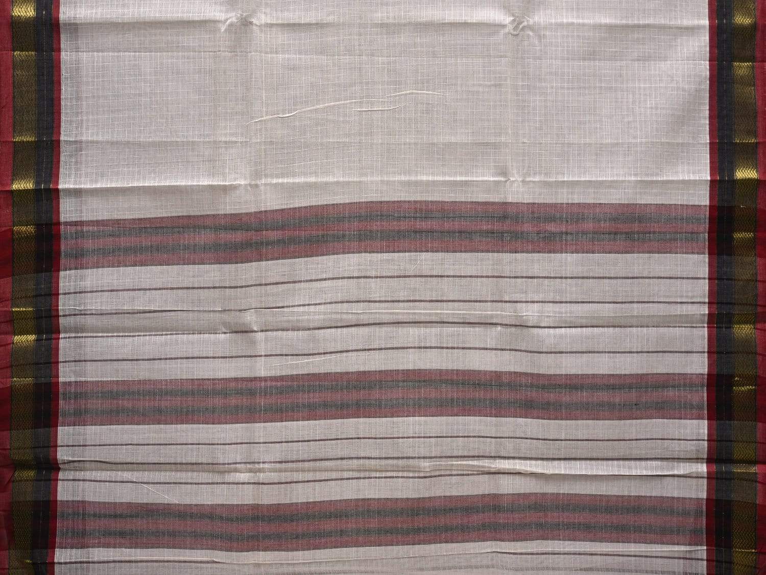 White Narayanpet Cotton Handloom Saree with Checks Design No Blouse np0471