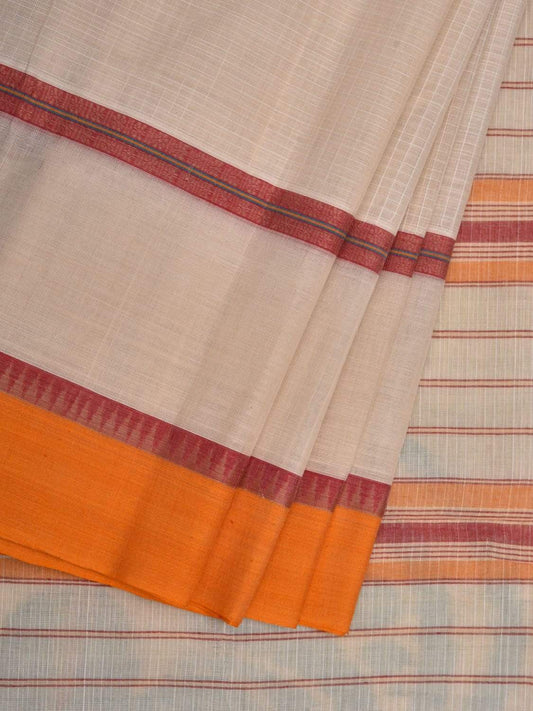 White Narayanpet Cotton Handloom Saree with Checks Design No Blouse np0477