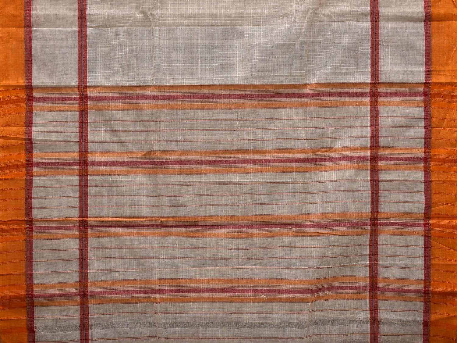White Narayanpet Cotton Handloom Saree with Checks Design No Blouse np0477