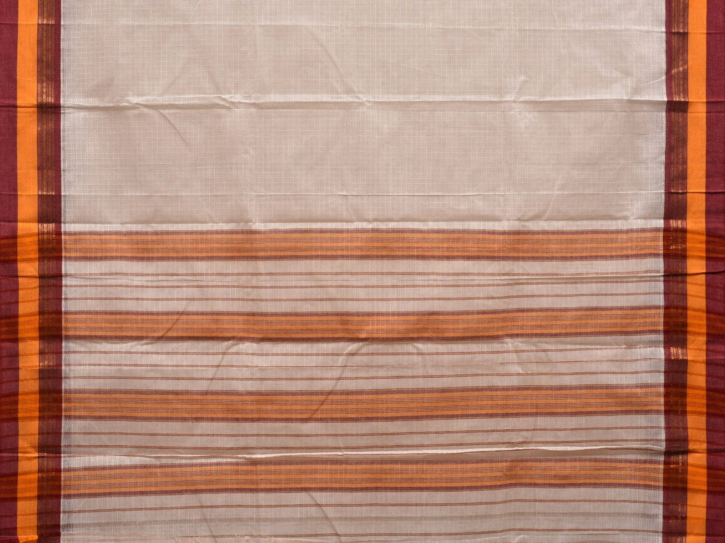 White Narayanpet Cotton Handloom Saree with Checks Design No Blouse np0544