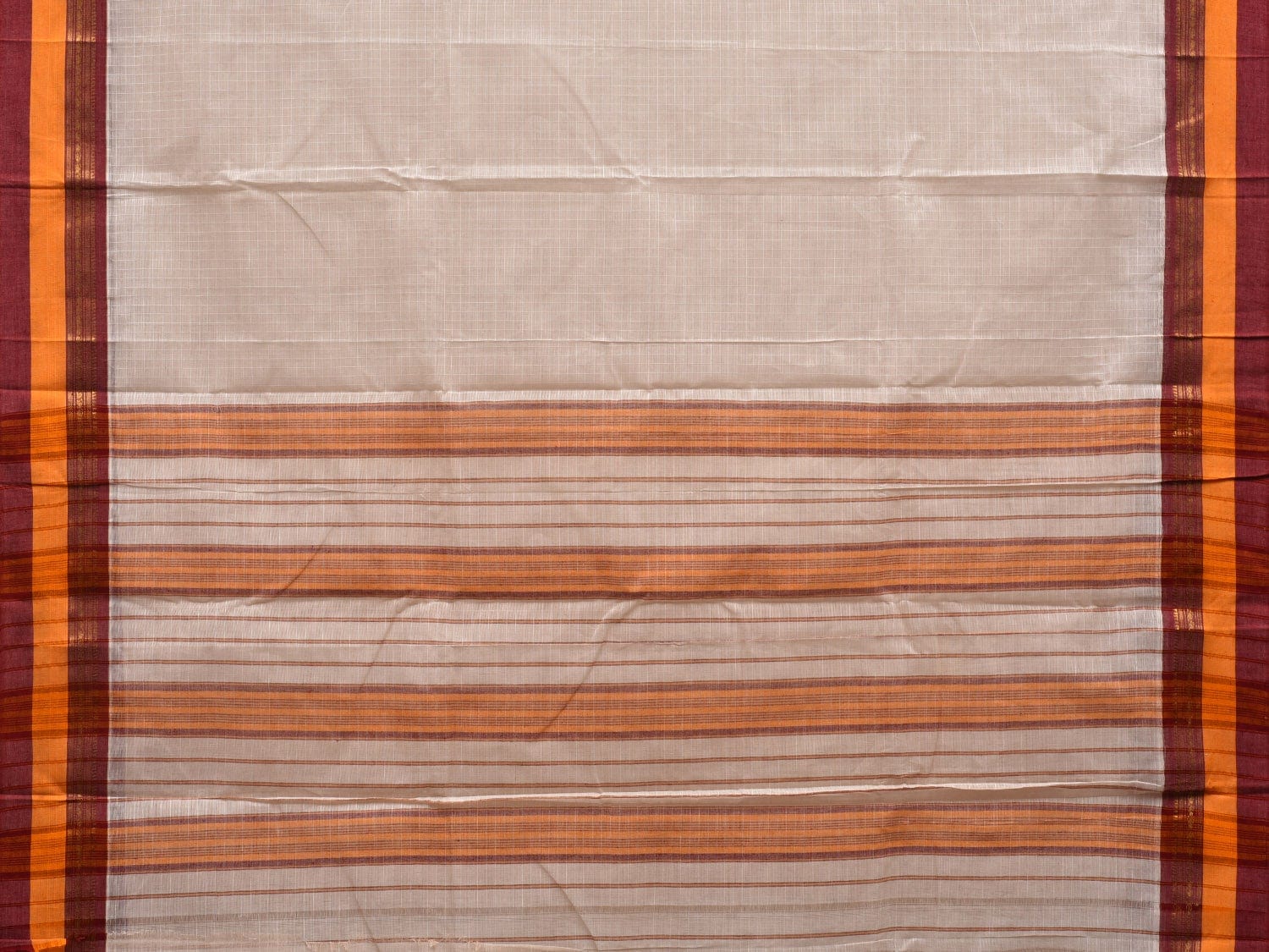 White Narayanpet Cotton Handloom Saree with Checks Design No Blouse np0544