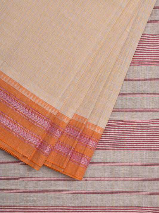 White Narayanpet Cotton Handloom Saree with Checks Design No Blouse np0590