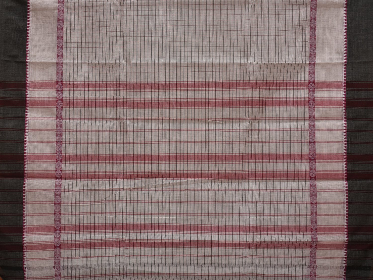 White Narayanpet Cotton Handloom Saree with Checks Design No Blouse np0638