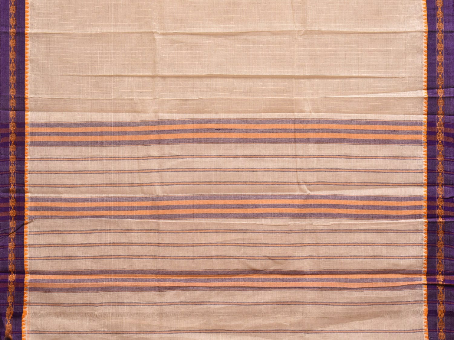 White Narayanpet Cotton Handloom Saree with Checks Design No Blouse np0856