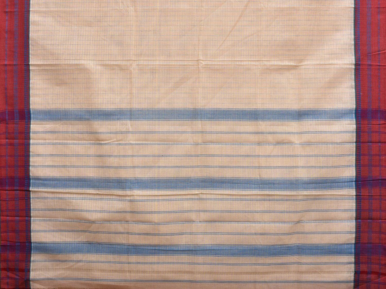 White Narayanpet Cotton Handloom Saree with Checks Design No Blouse np0866