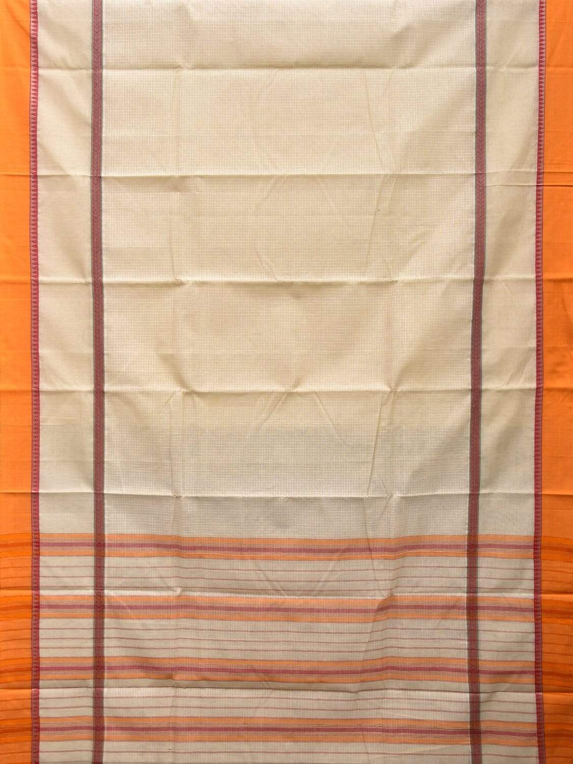White Narayanpet Cotton Handloom Saree with Checks Design np0453