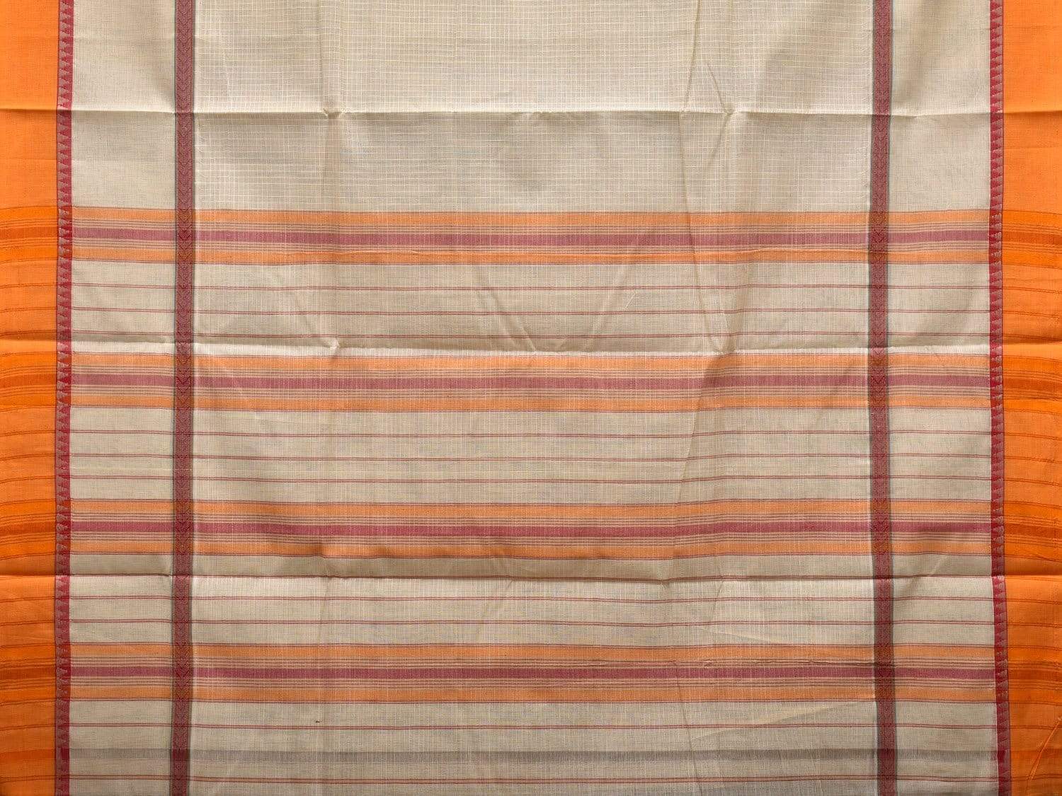 White Narayanpet Cotton Handloom Saree with Checks Design np0453