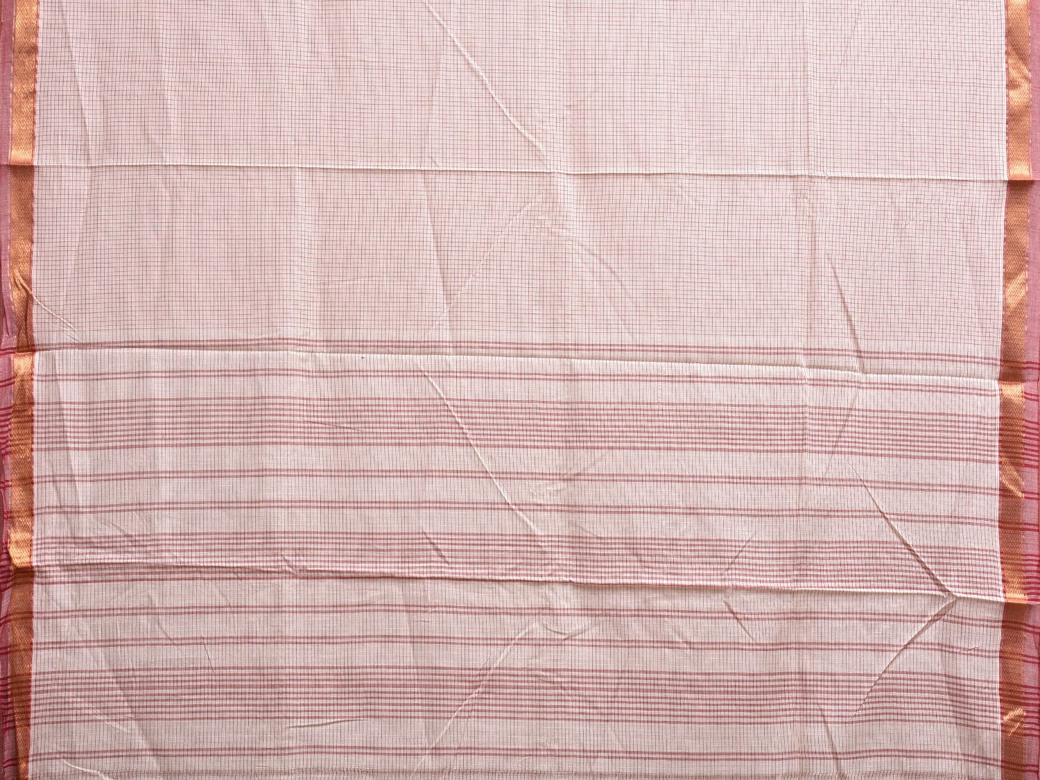 White Narayanpet Cotton Handloom Saree with Checks Design np1120