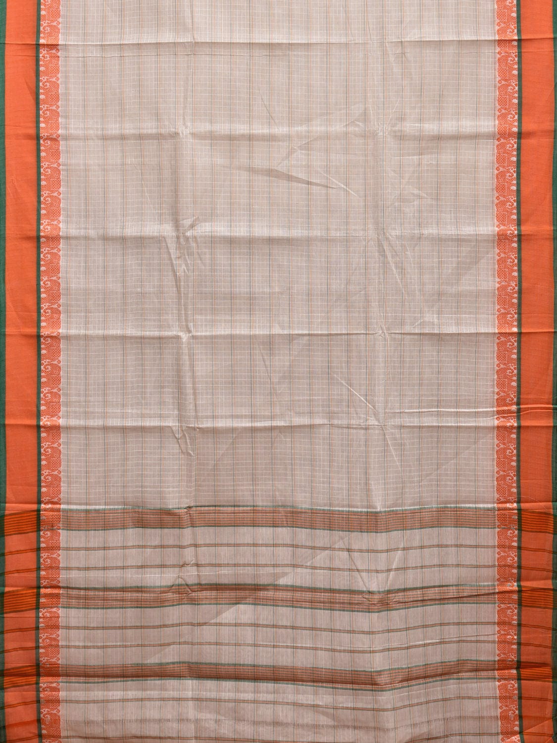 White Narayanpet Cotton Handloom Saree with Elephant Border Design No Blouse np0853