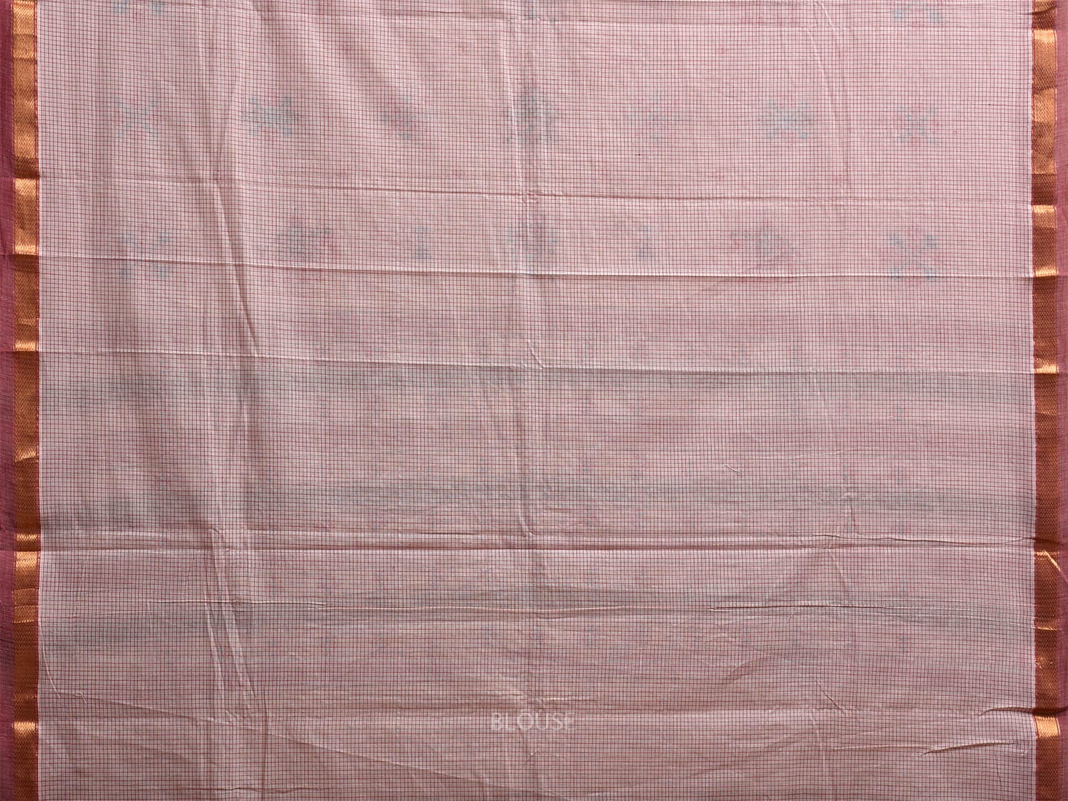 White Narayanpet Cotton Handloom Saree with Kasuti Work and Checks Design o0644