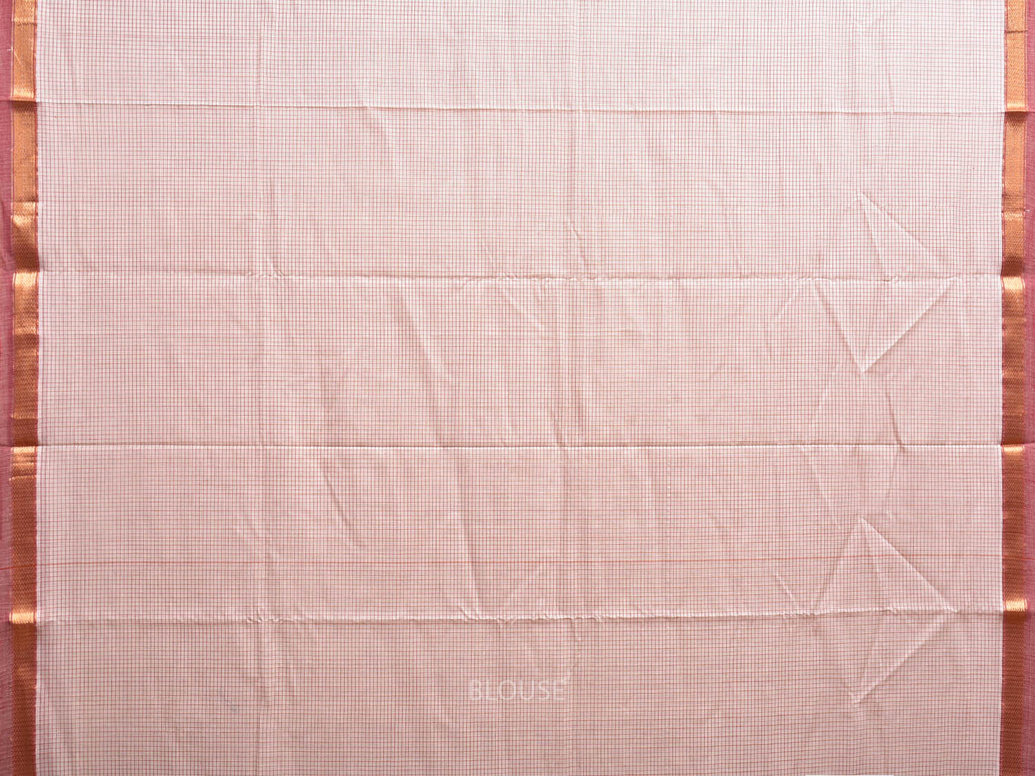 White Narayanpet Cotton Saree with Checks and Strips Pallu Design np1076