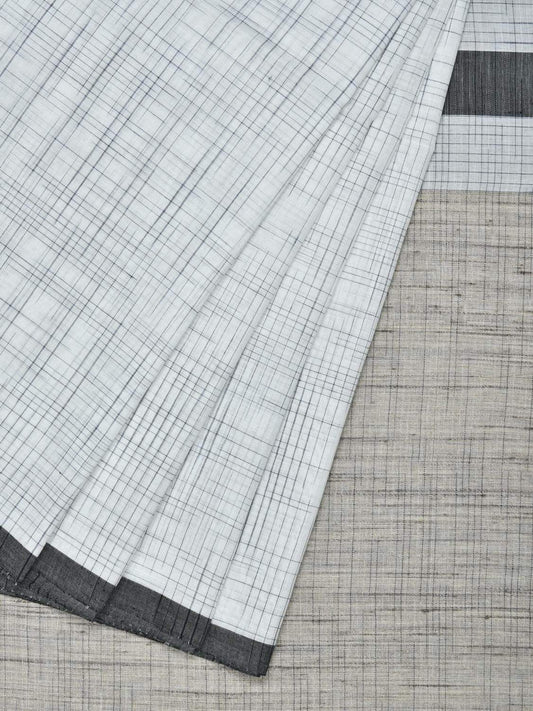 White Organic Cotton Handloom Saree with Strips Design o0263